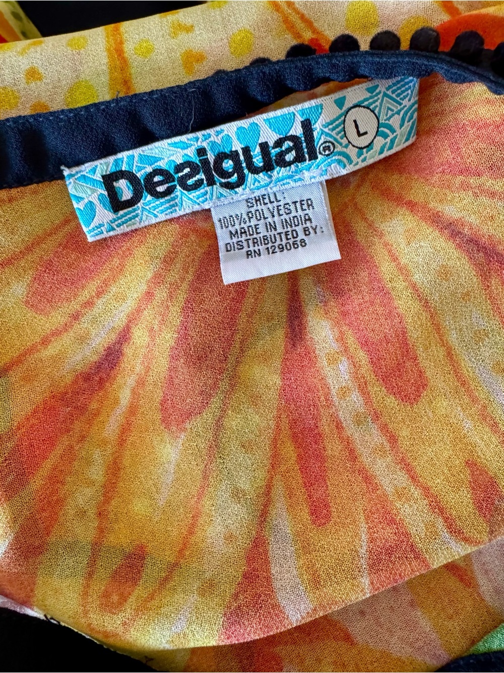 EUC Desigual bright bold floral print blouse L - Picture 10 of 12
